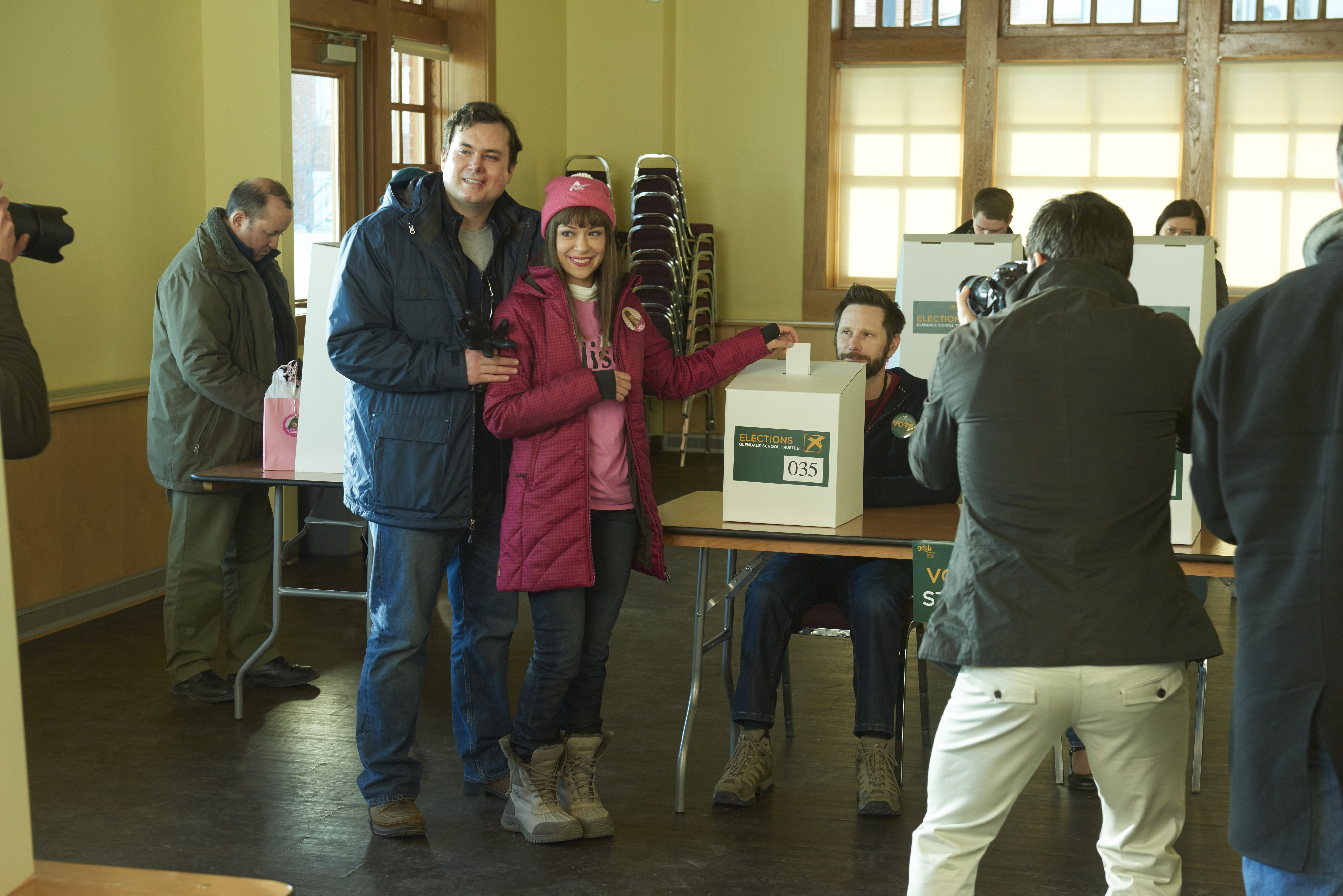 Still of Tatiana Maslany and Kristian Bruun in Orphan Black (2013)