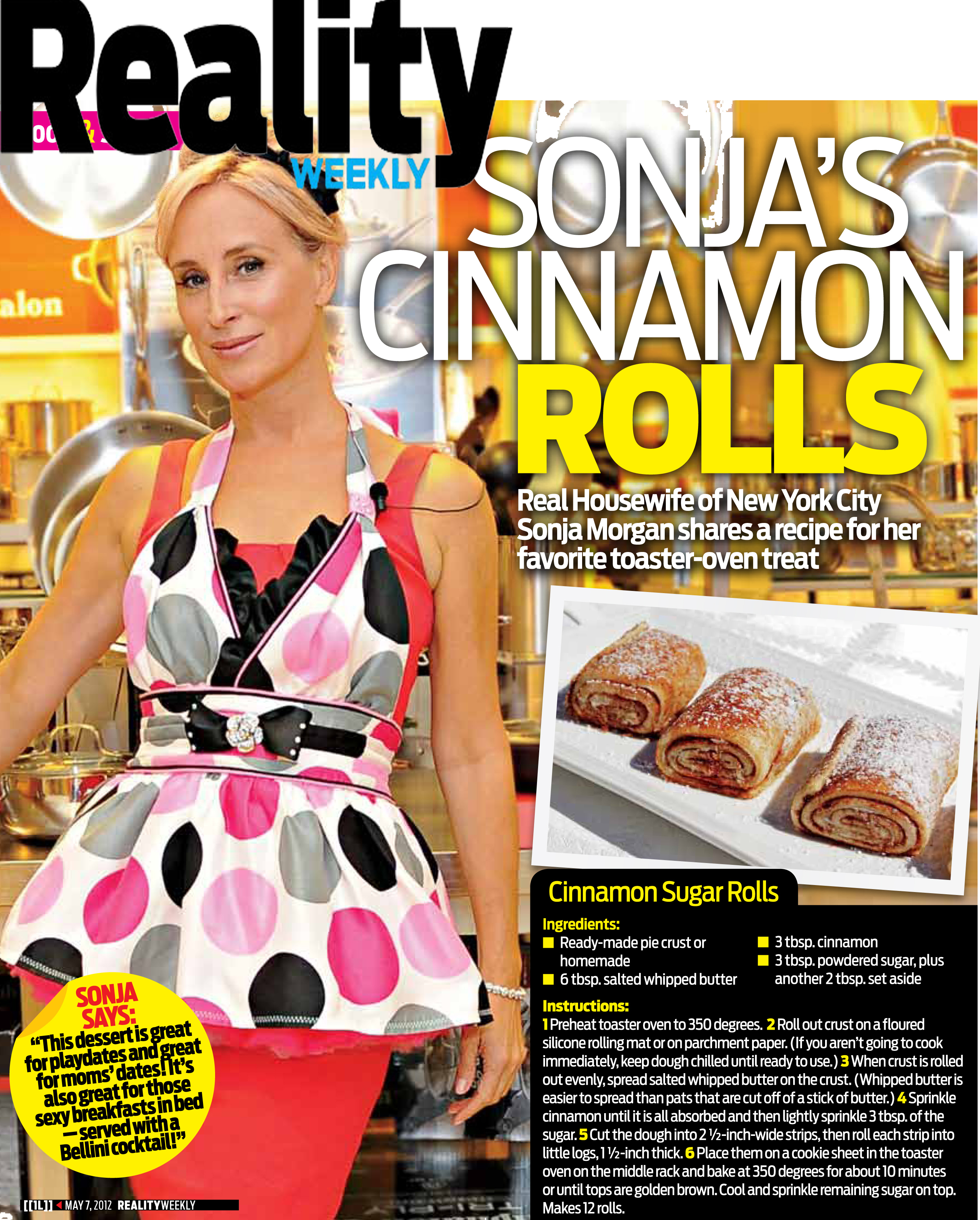 Sonja Morgan being featured in Reality Weekly to discuss her cinnamon rolls.