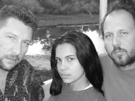 Zuleikha Robinson, Rob and Sean Doyle in Chico California talking scripts.