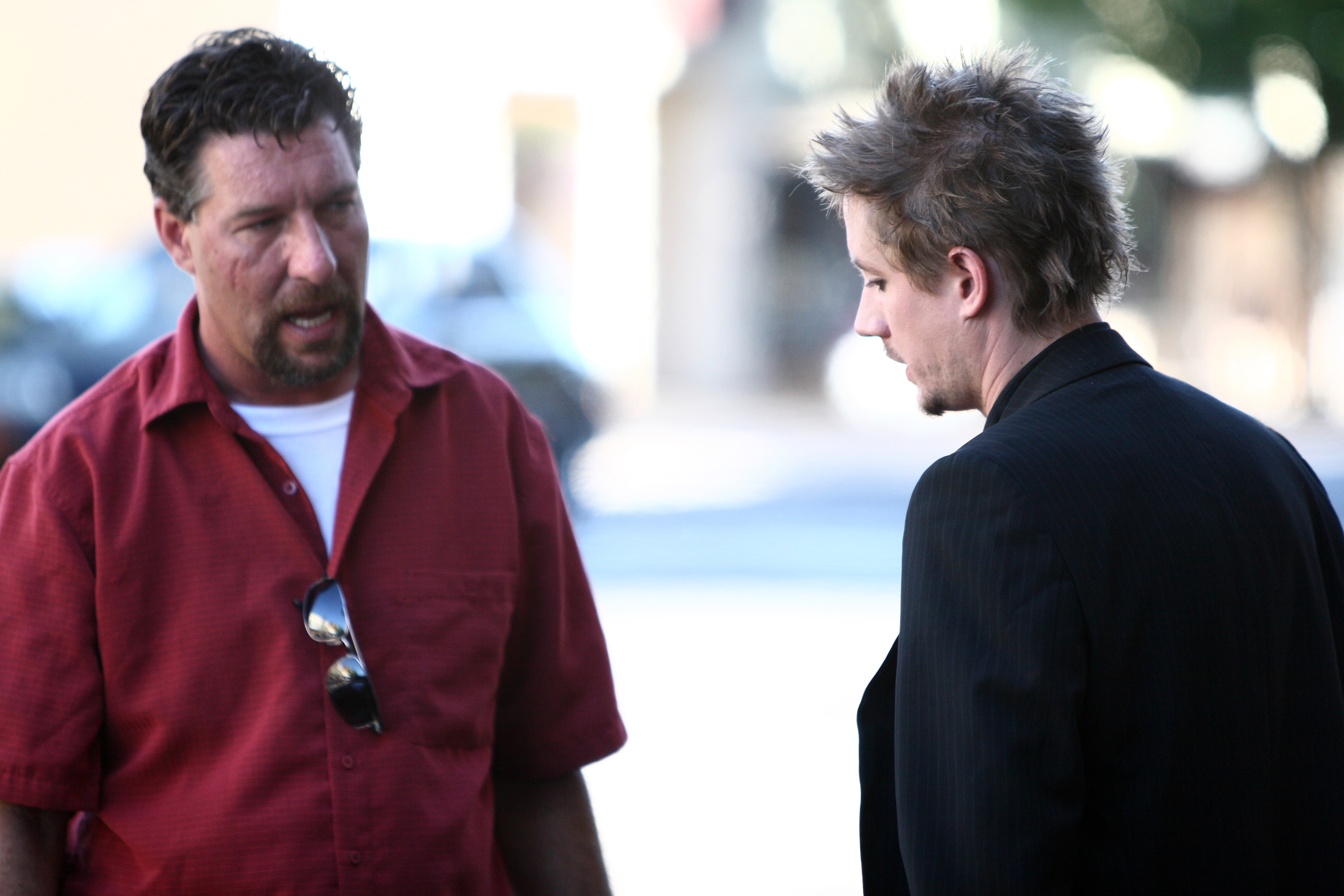 Rob and Chad Lindberg working it out on set