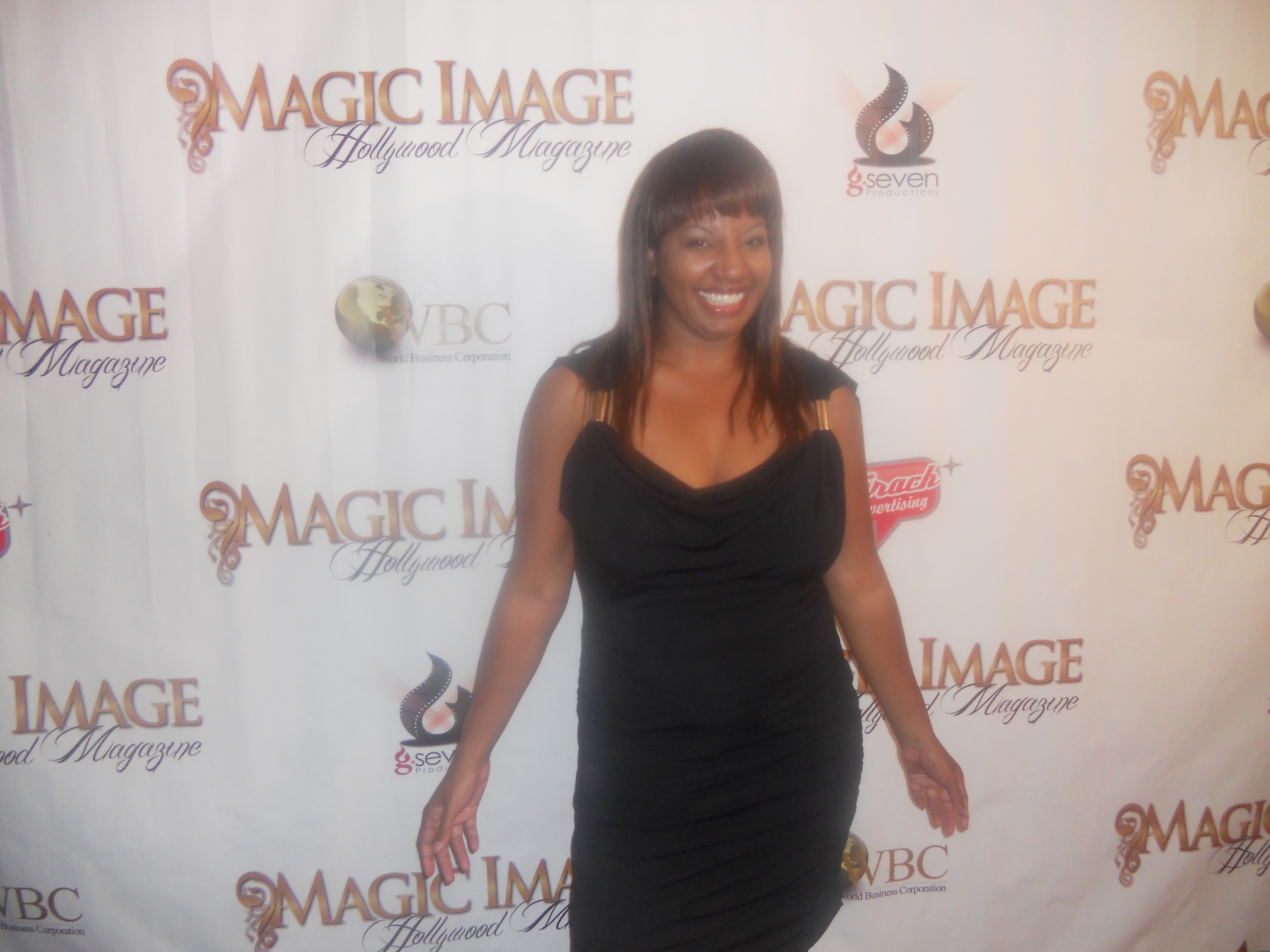 Nicole Denise Hodges posing on red carpet on Confidential in Beverly Hills, CA