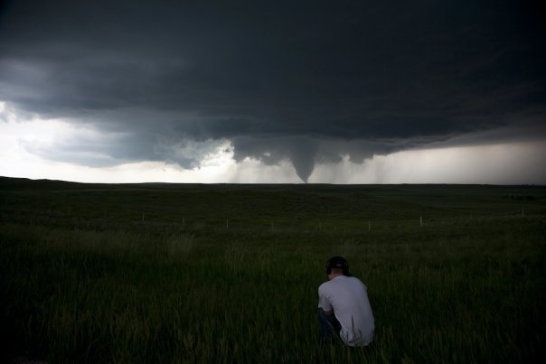 Brent Huffman documenting a tornado in Wyoming for NBC.