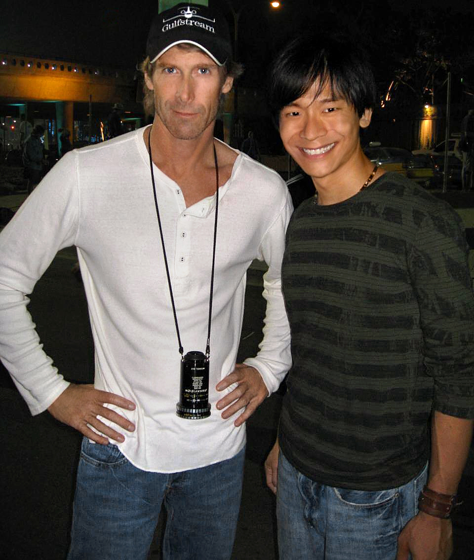 Michael Bay and Andrew Hwang on the set of Transformers: Revenge of the Fallen.