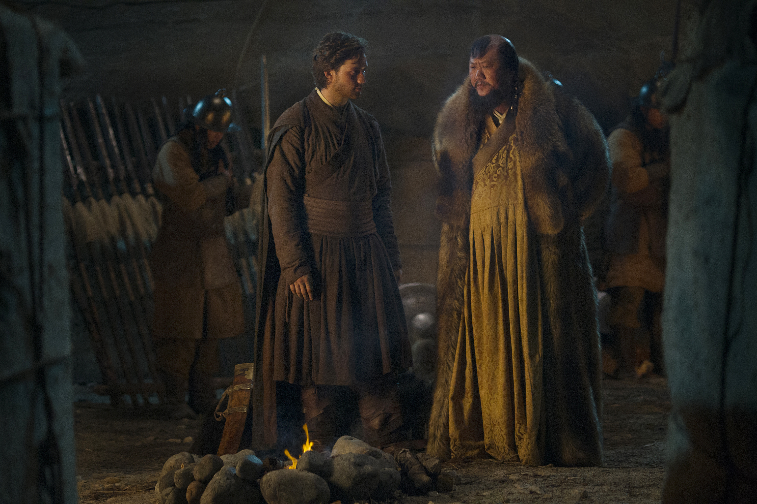 Still of Benedict Wong and Lorenzo Richelmy in Marco Polo (2014)