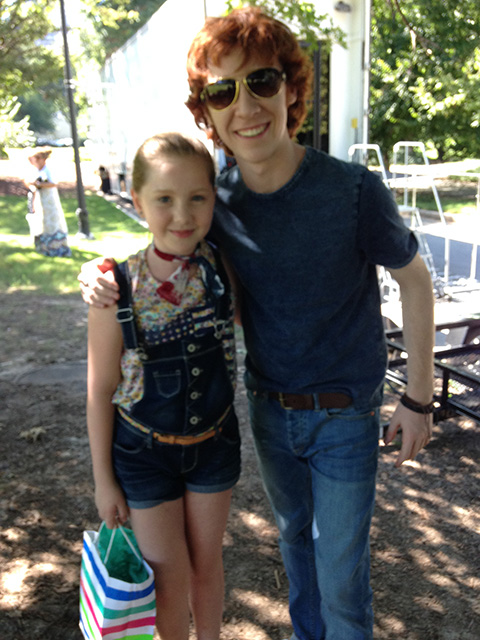 Grayson Russell and Ella Anderson on the set of feature film, 