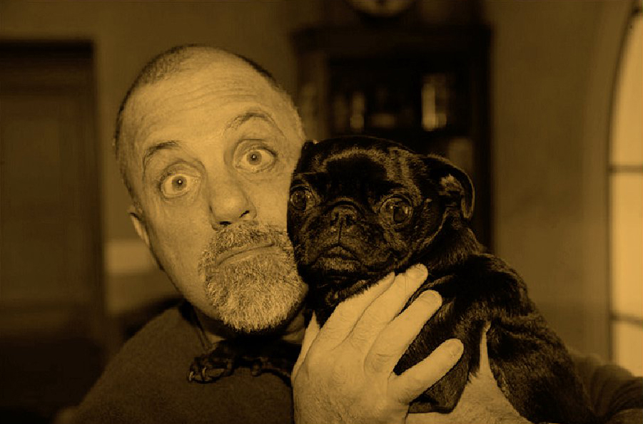 A portrait of Billy Joel and his dog from the animated music video we created with Carol Alt.