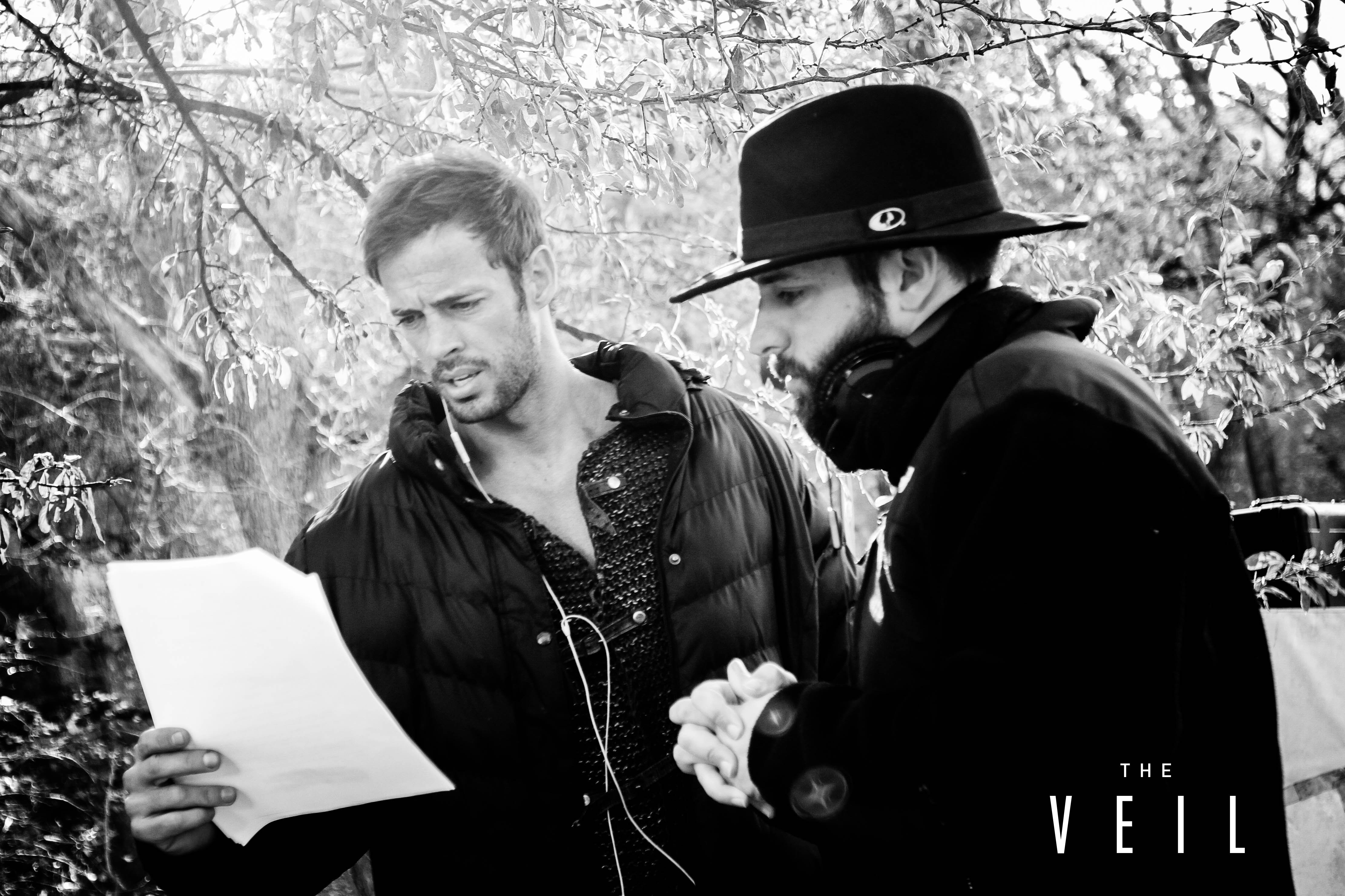 Director Brent Ryan Green working with William Levy on the set of The Veil
