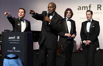 amfAR Dubai Gala. From left: Danny Glover and Victor Kent Kubicek
