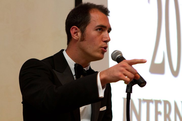 Mike Donis accepting the AOF 2011 Best Experimental award for 'Stereography Experiment No. 1'.