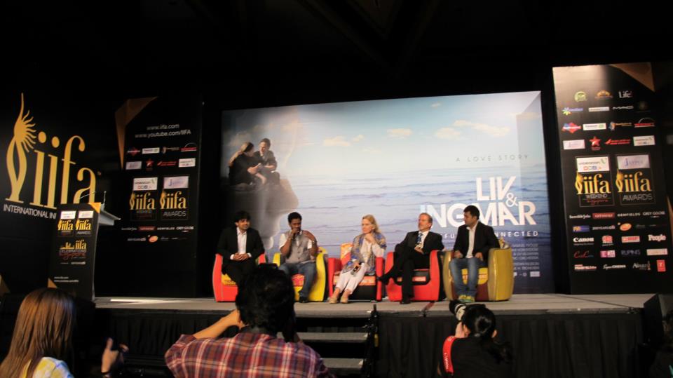 At the Media Briefing after a special screening of 'Liv and Ingmar' at IIFA 2012, Singapore - with Resul Pookutty, Liv Ullmann, Rune H. Trondsen and Amrit Pritam
