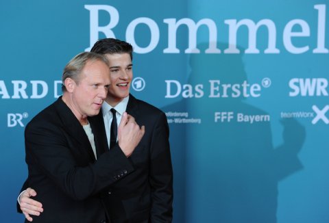 Ulrich Tukur and Patrick Mölleken attend the movie premiere of ROMMEL (2012)