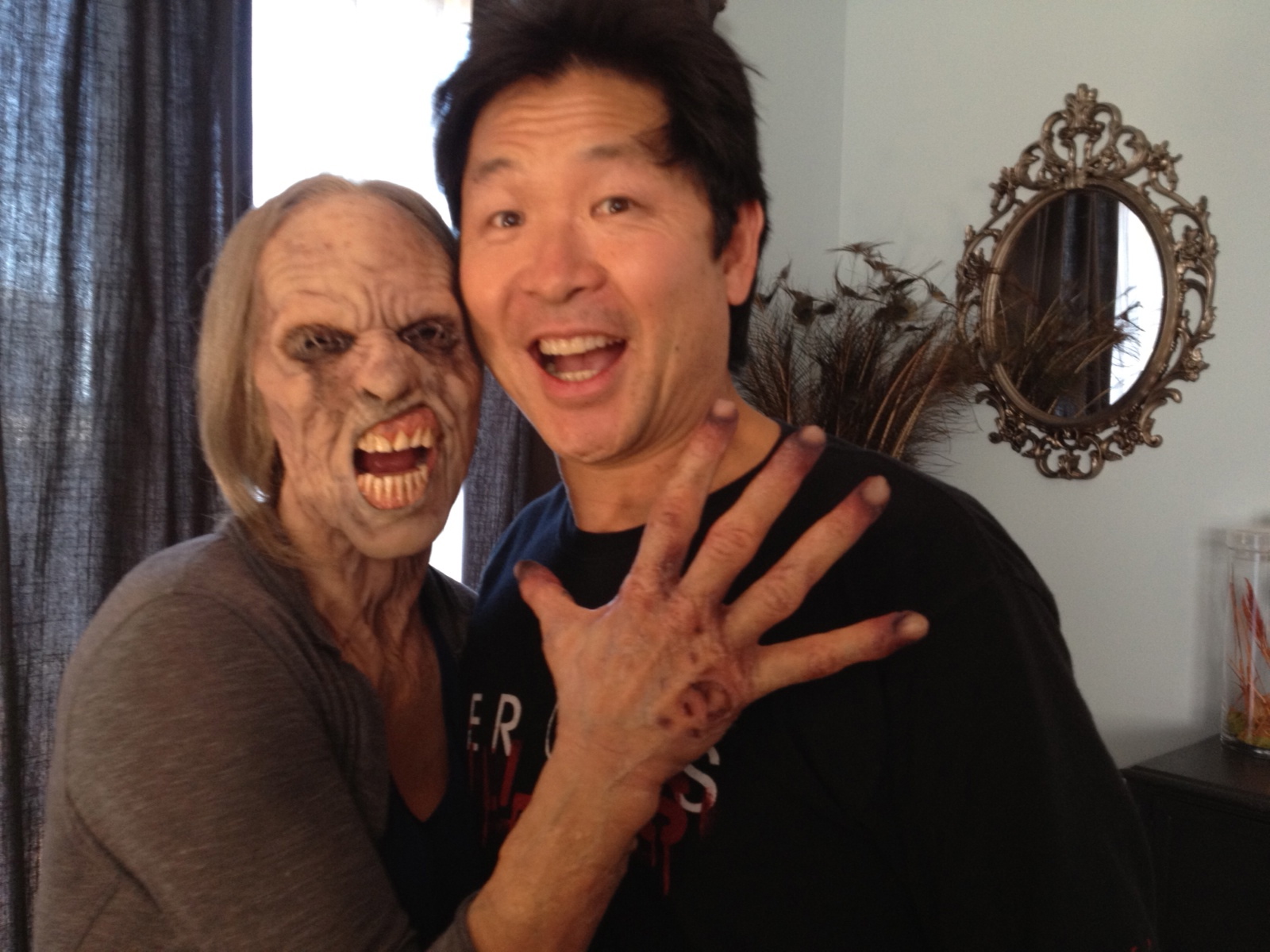 Stuntwoman Karin Justman with fight coordinator Simon Rhee on Grimm 