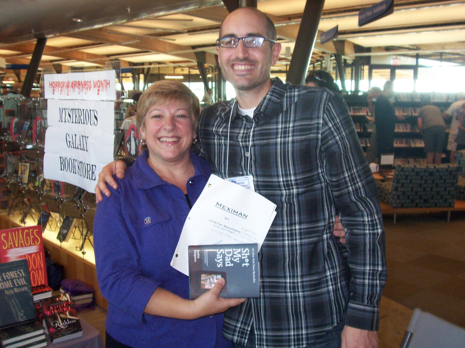 Jeri at a book signing with Justin Halpern, Author of 