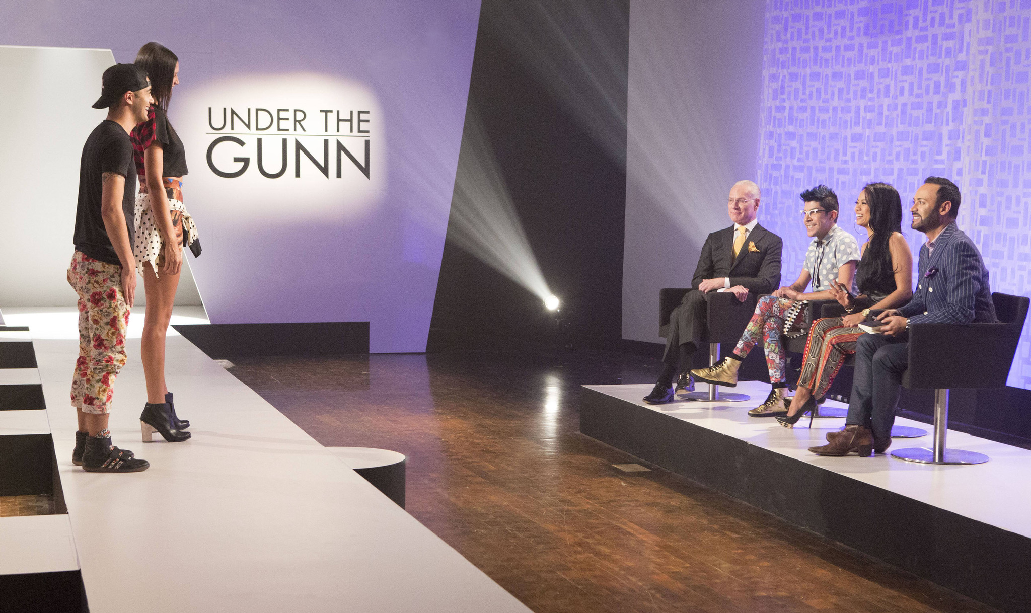 Still of Tim Gunn, Nick Verreos, Anya Ayoung-Chee and Mondo Guerra in Under the Gunn (2014)