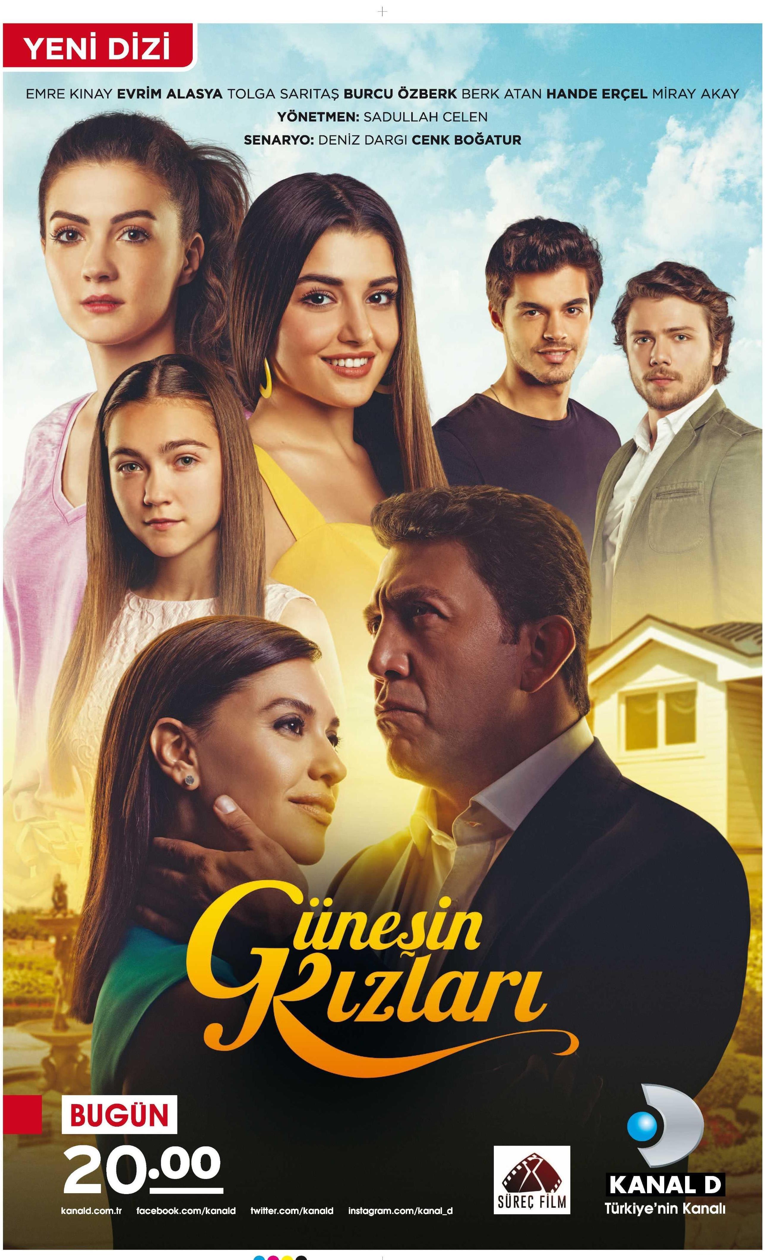 Emre Kinay, Evrim Alasya, Burcu Özberk, Tolga Saritas, Miray Akay, Berk Atan and Hande Erçel in Günesin Kizlari (2015)