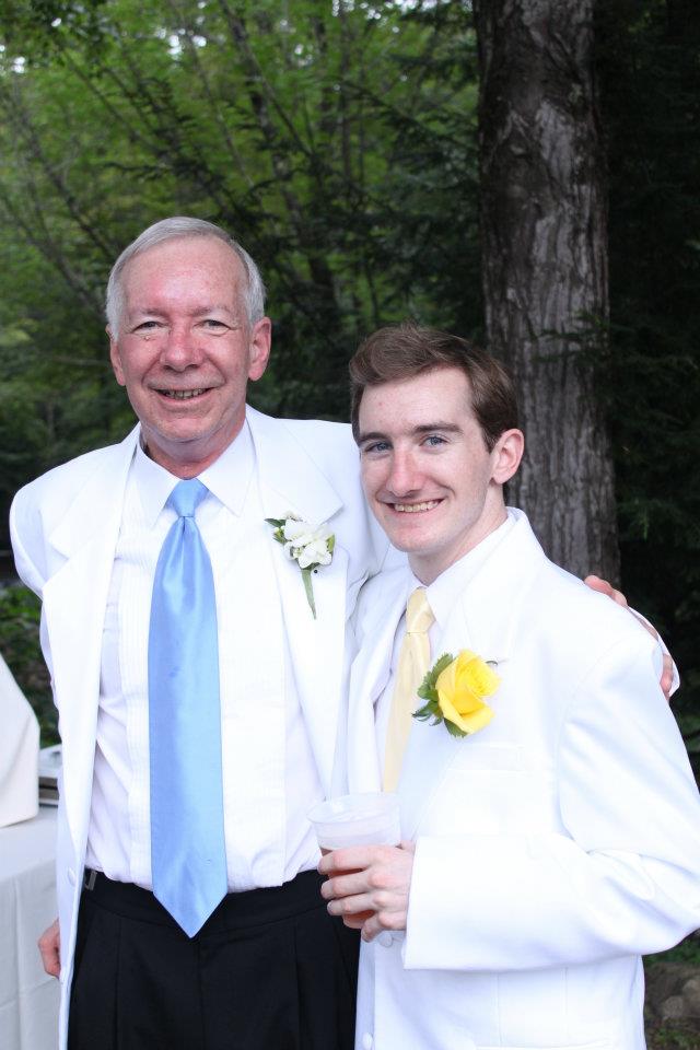 Tim with his father at his sister's wedding.