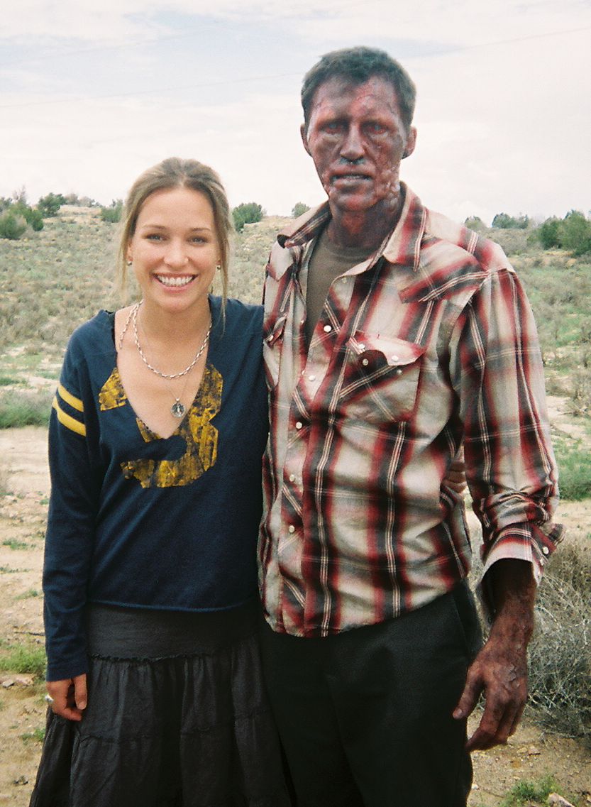 Jason Hill and Piper Perabo on the set of Carriers.