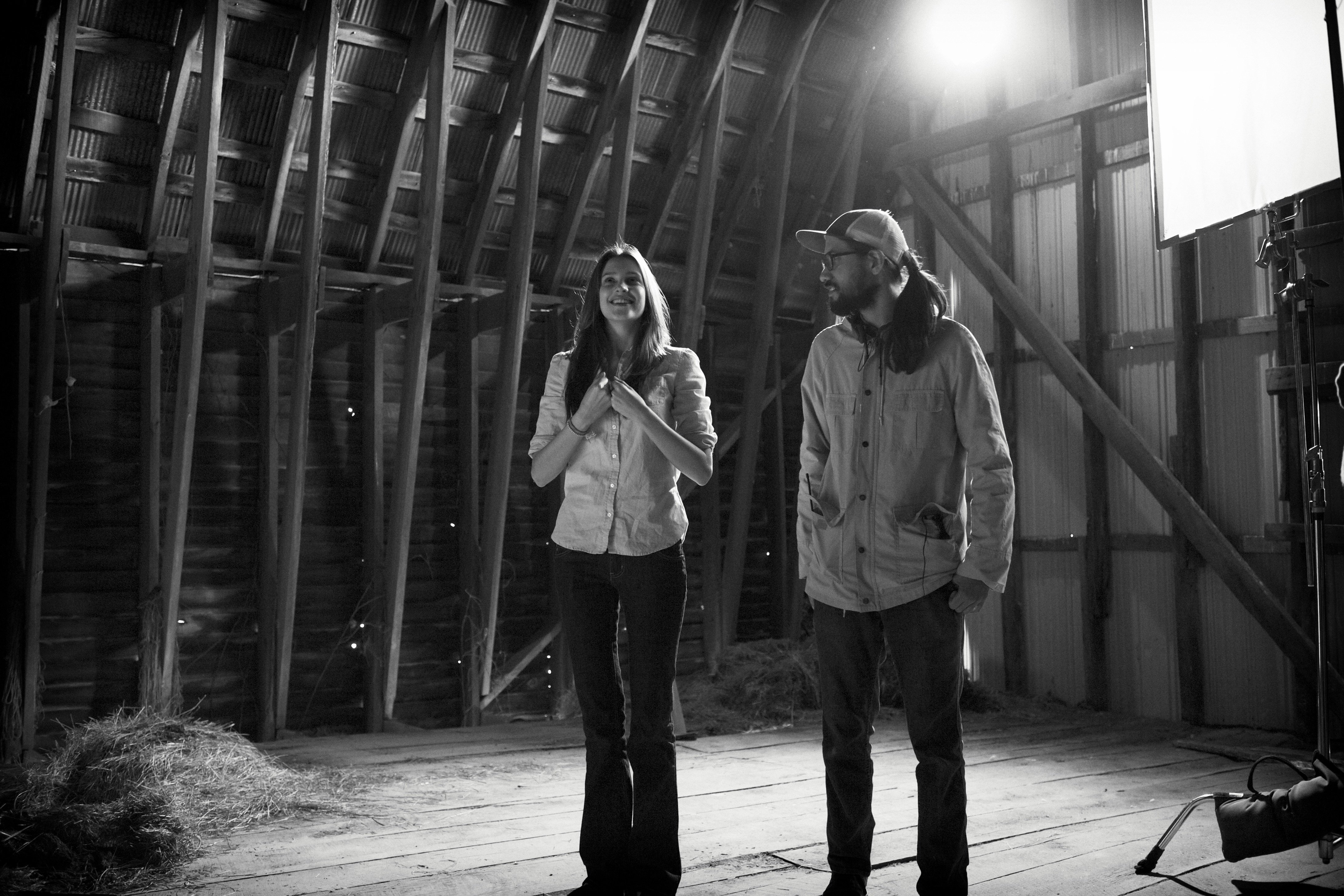 Alexia Fast and director Kevin Barker on the set of Last Kind Words.