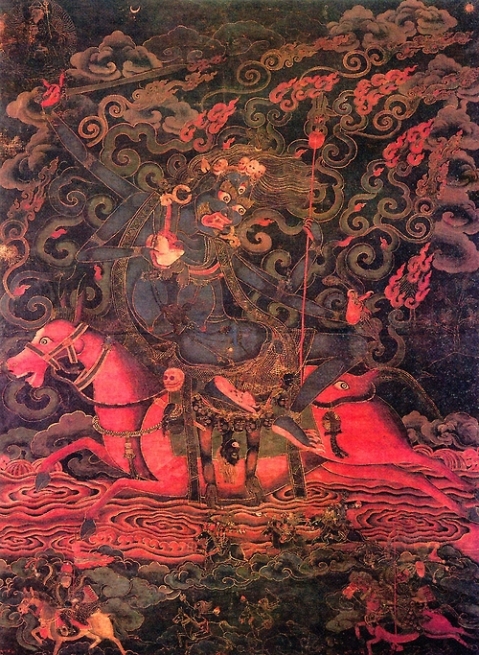 Palden Lhamo one of the 7 wrathful deities sacred to Tibetan Buddhism who destroys evil