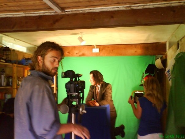 Green screen filming of one of the speech or debating scenes between government investigator and the industrialist