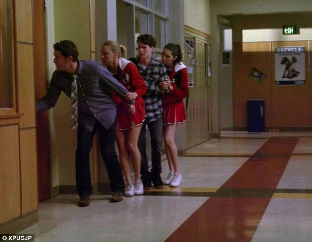 'Glee'- scared students being led back to the choir room during shooting at school.