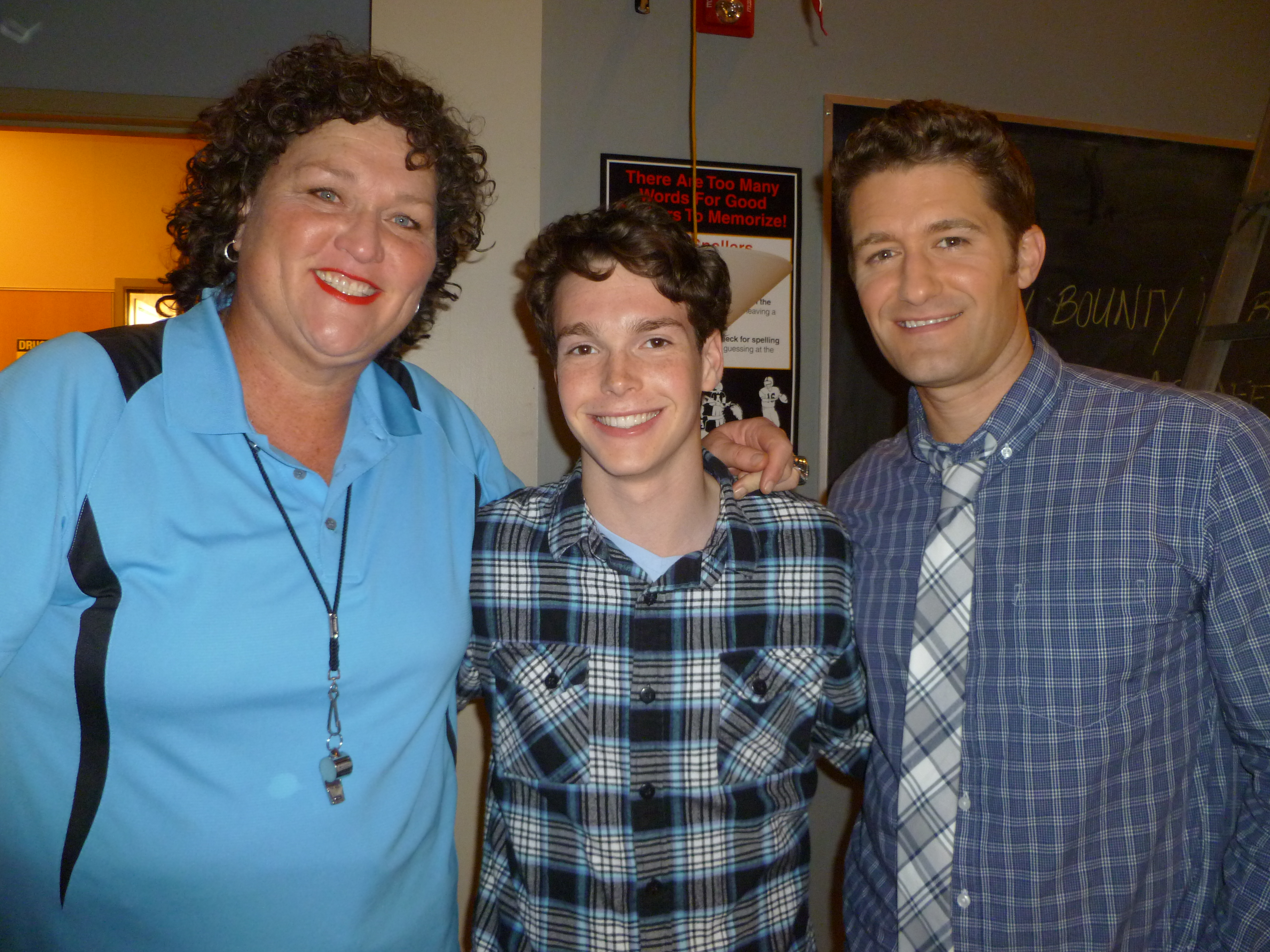 Jarrod on set of 'Glee' with Dot Jones & Matthew Morrison, March 2013