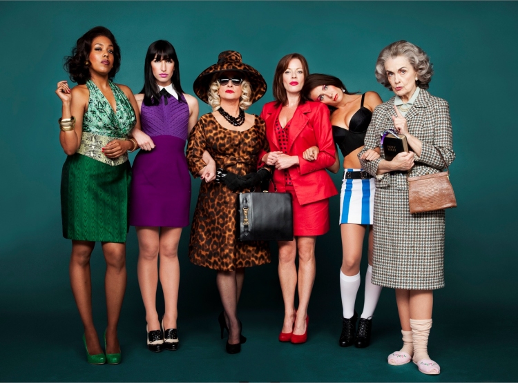 (L-R) De'Adre Aziza, Nikka Graff Lanzarone, Patti LuPone, Sherie Rene Scott, Laura Benanti, Mary Beth Peil