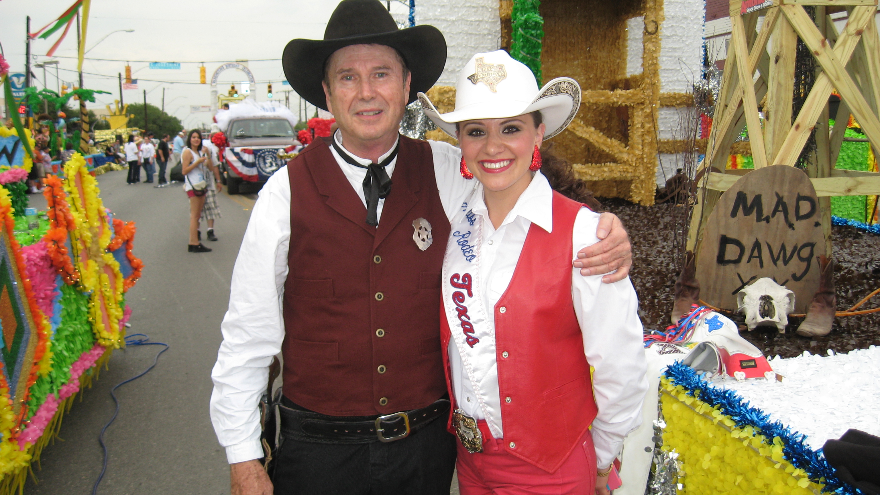 The 2012 Fiesta Flambeau Parade in San Antonio with Lauren Graham, Miss Rodeo Texas and Dean Reading.