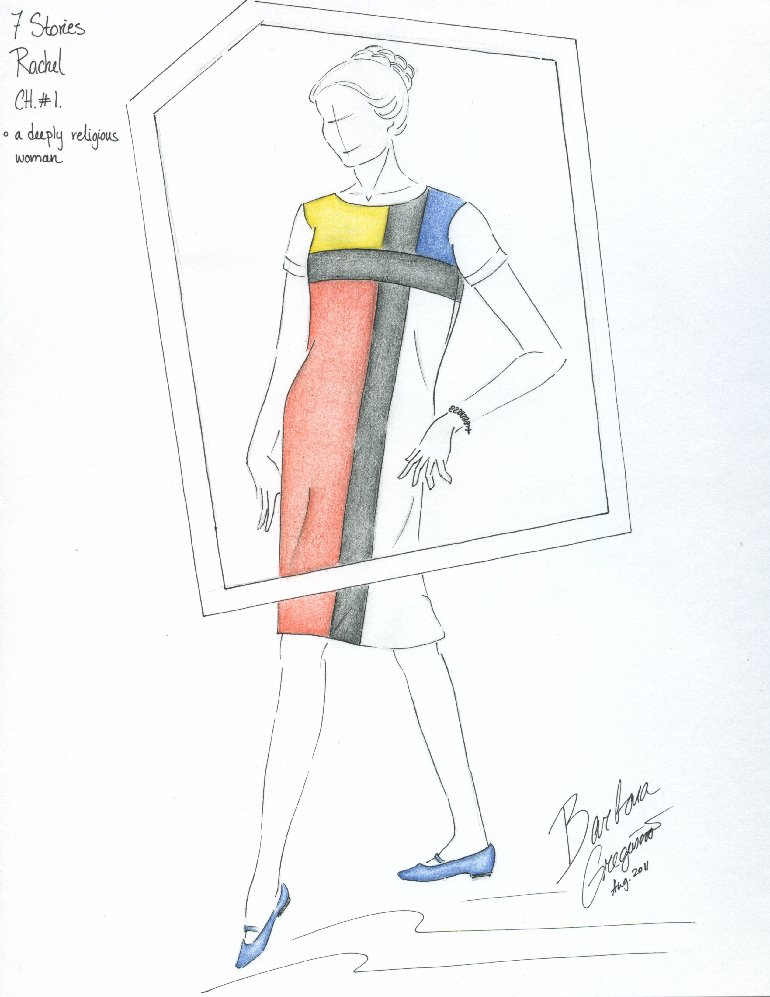 Costume Design Sketch for Rachel in 