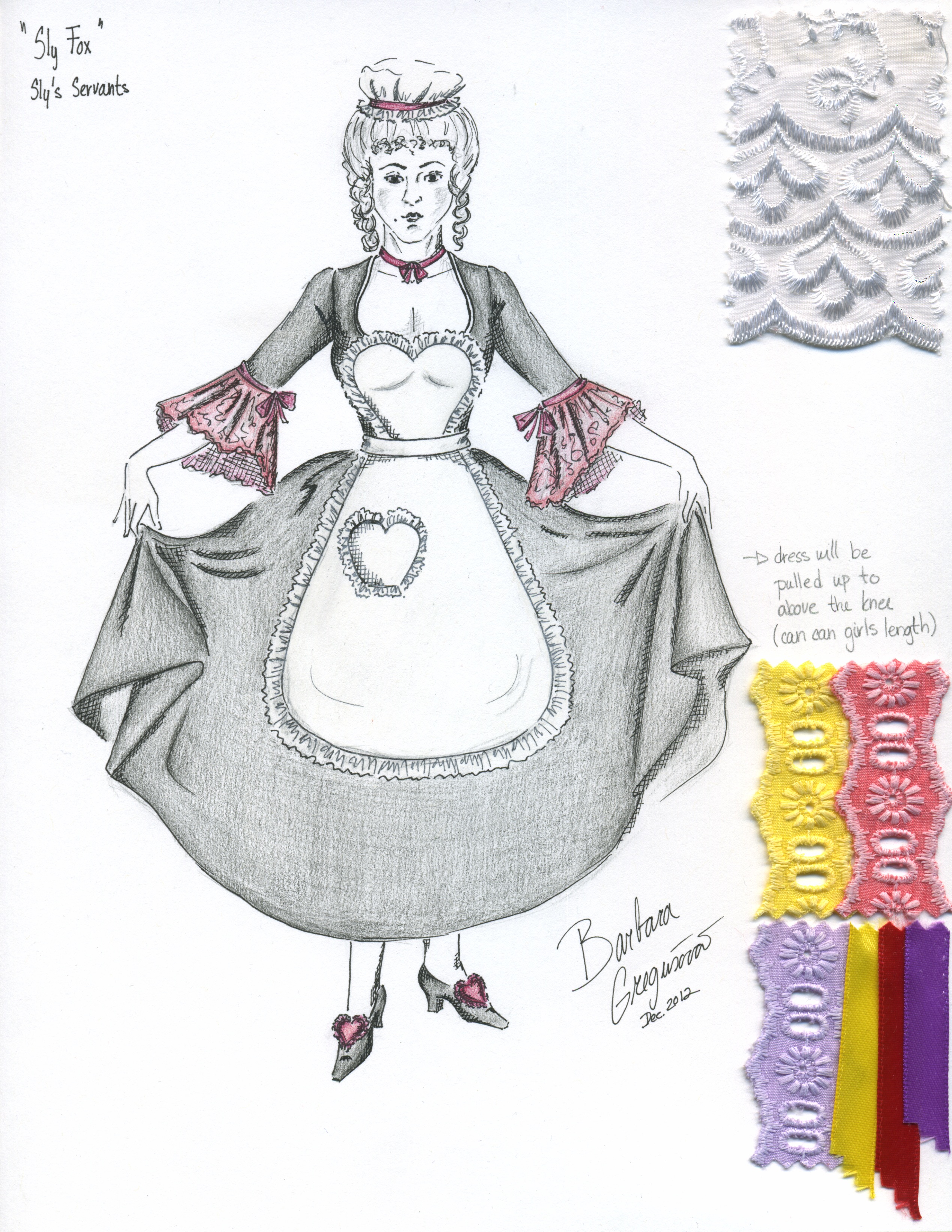 Costume Design Sketch for Sly's Servants in 