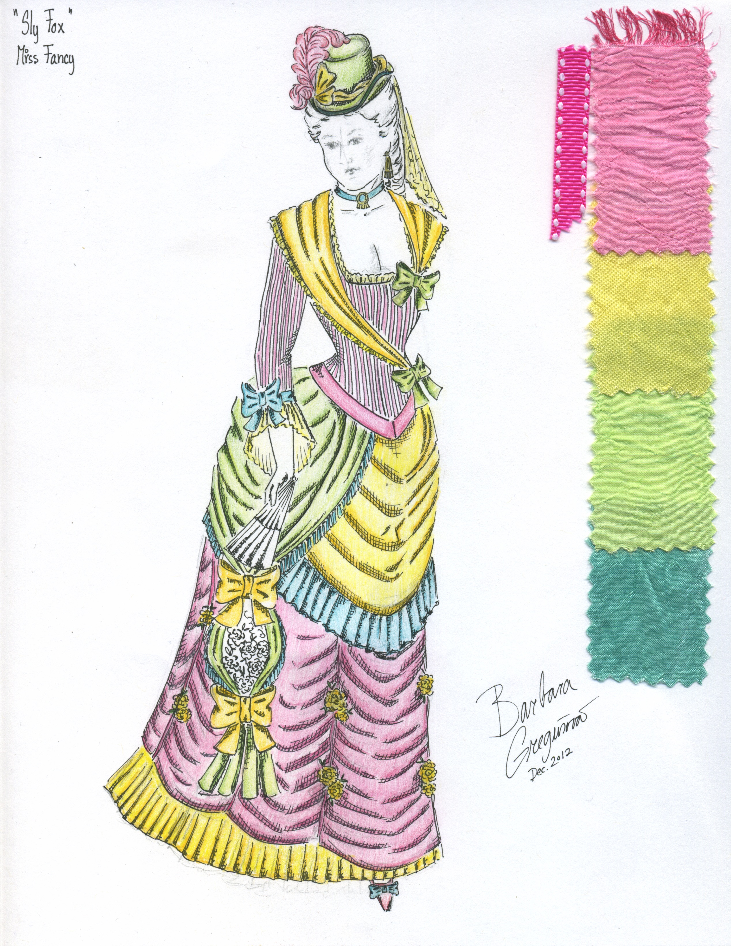 Costume Design Sketch for Miss Fancy in 
