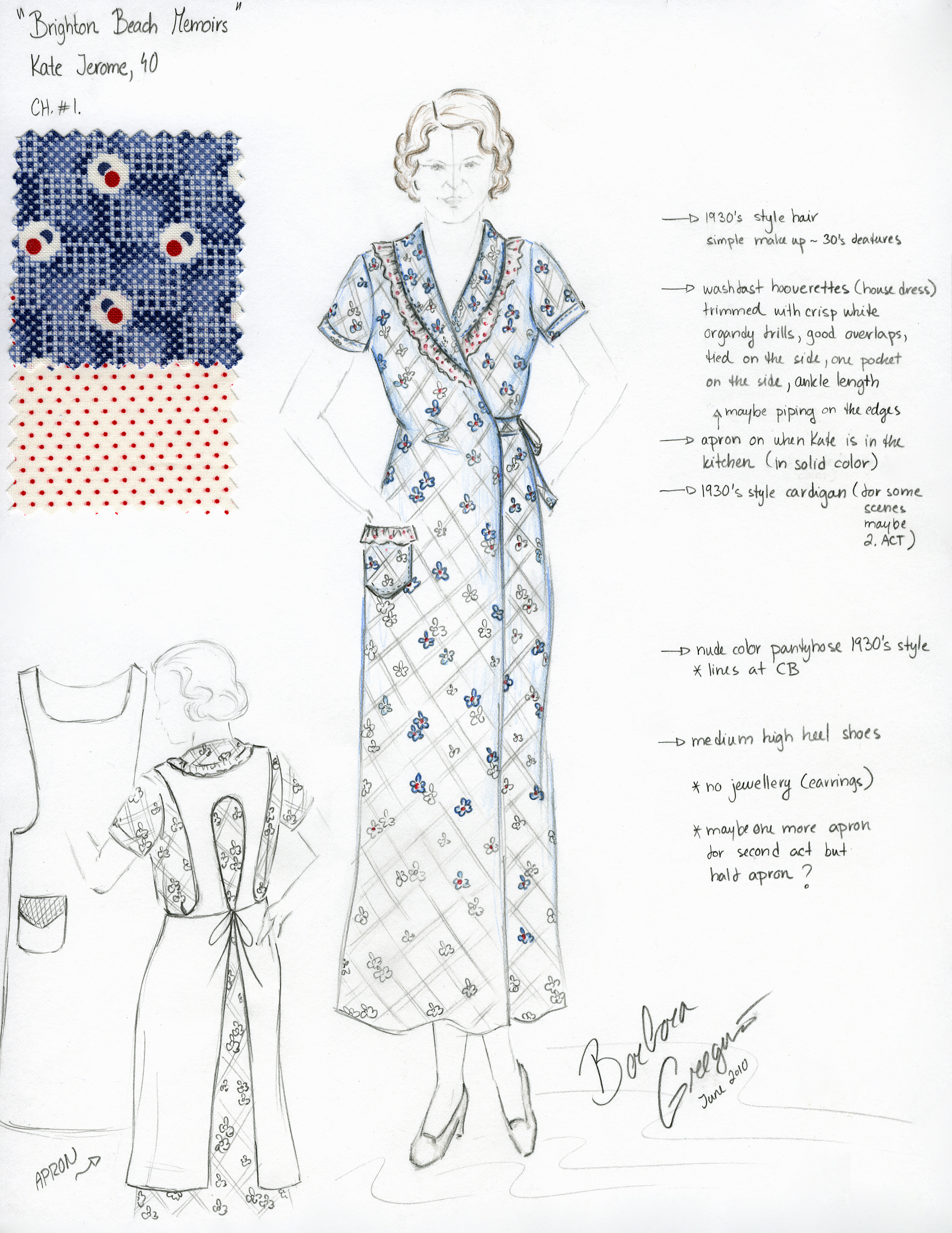 Costume Design Sketch for Kate in 