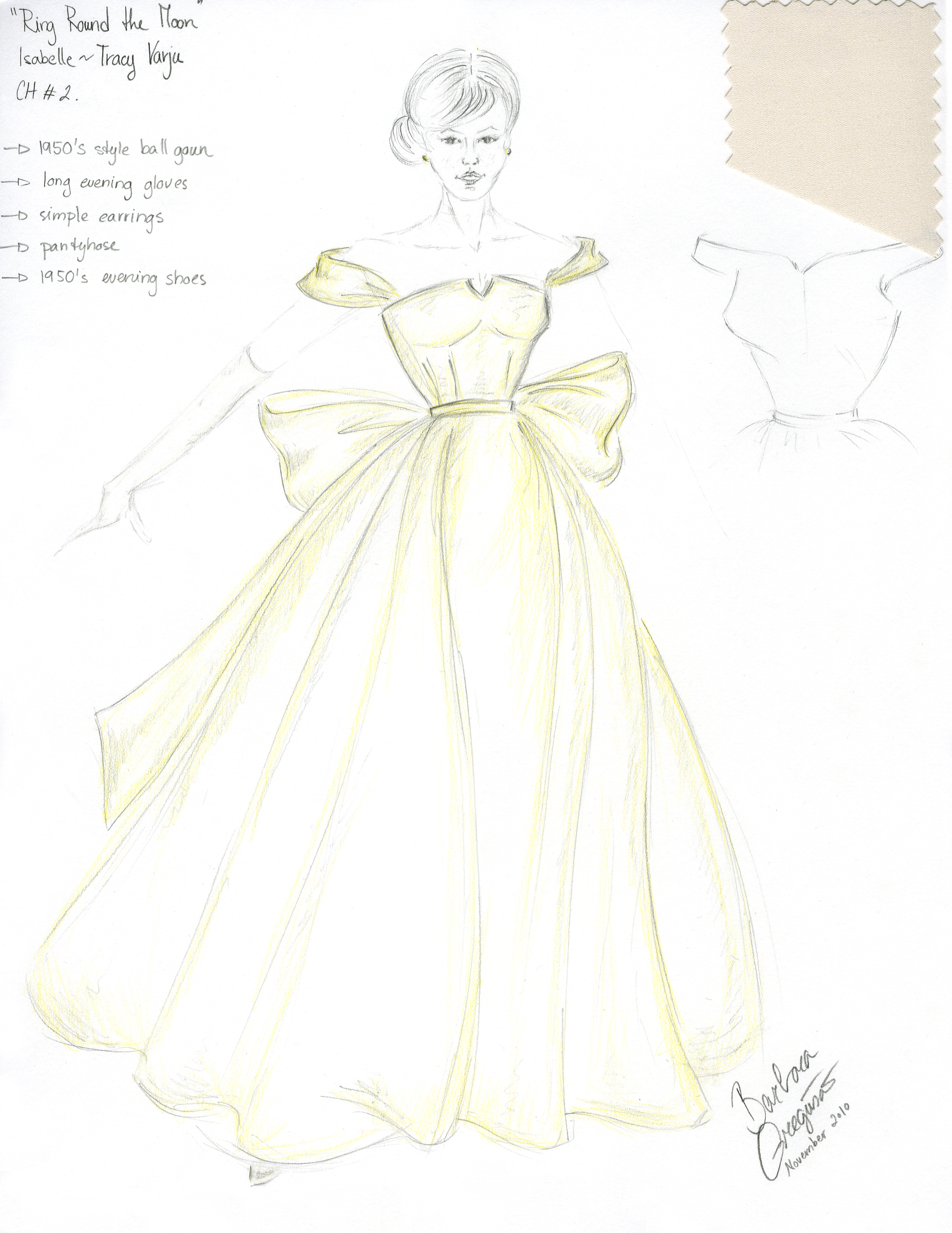Costume Design Sketch for Isabelle in 