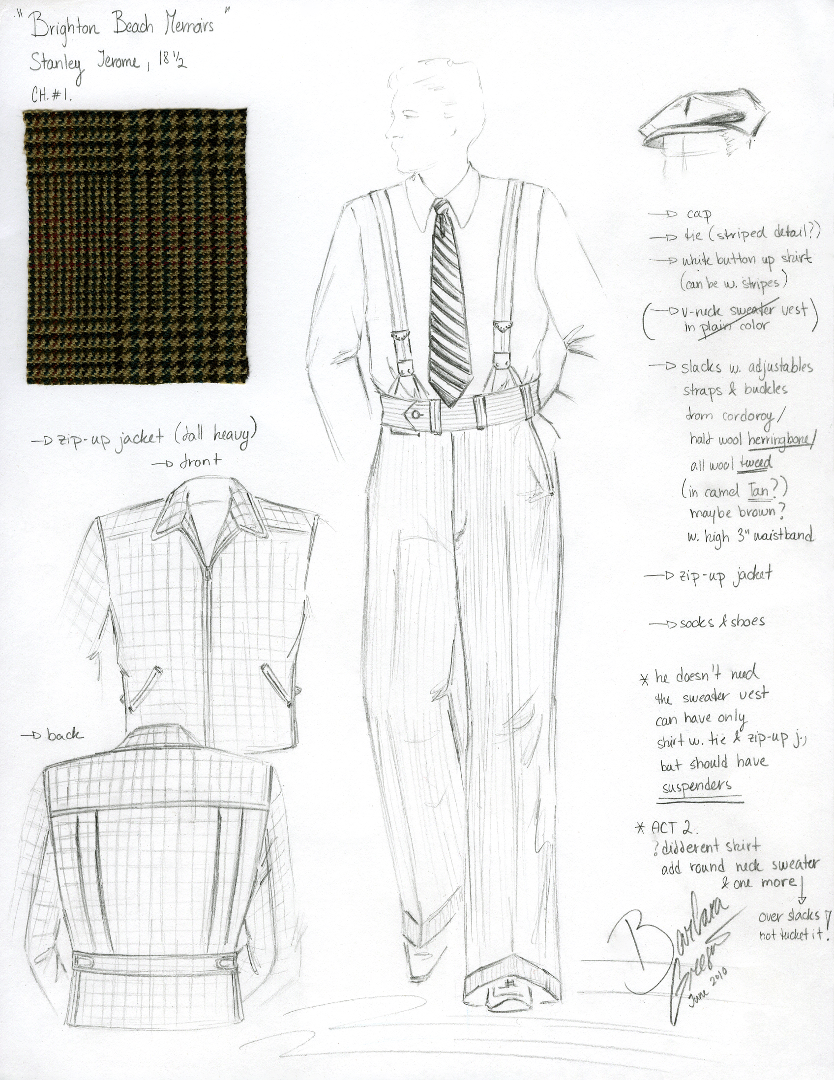 Costume Design Sketch for Stanley in 
