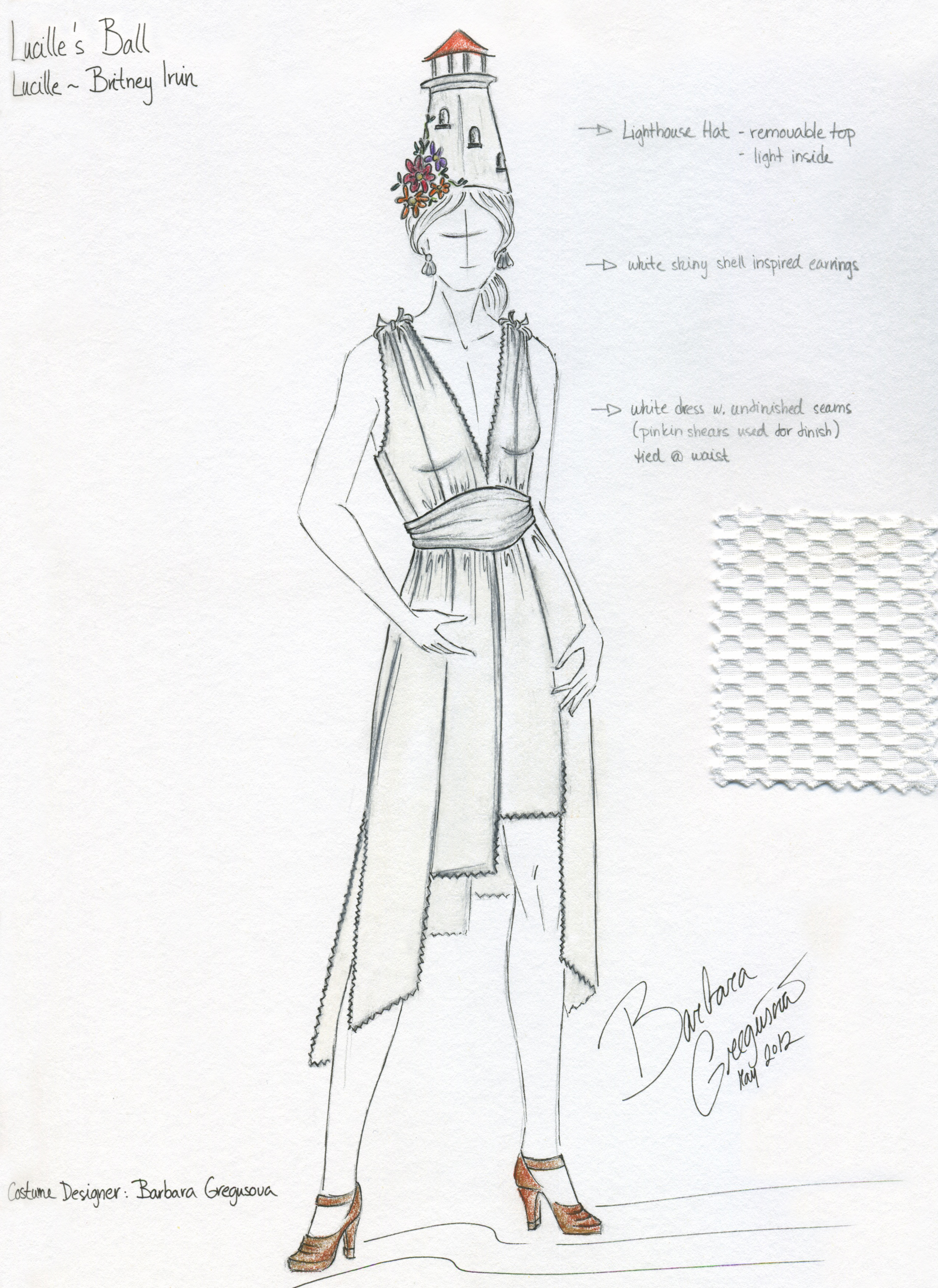 Costume Design Sketch for Lucille in feature film 
