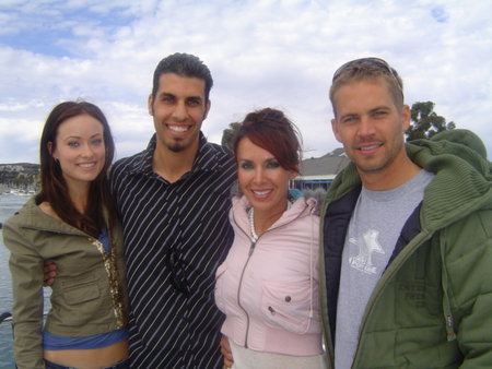 Olivia Wilde, Adamo Cultraro, Candace Elaine Cultraro, Paul Walker on the set of Death and Life of Bobby Z