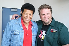 Mike Quinn and Chubby Checker back stage in Texas.