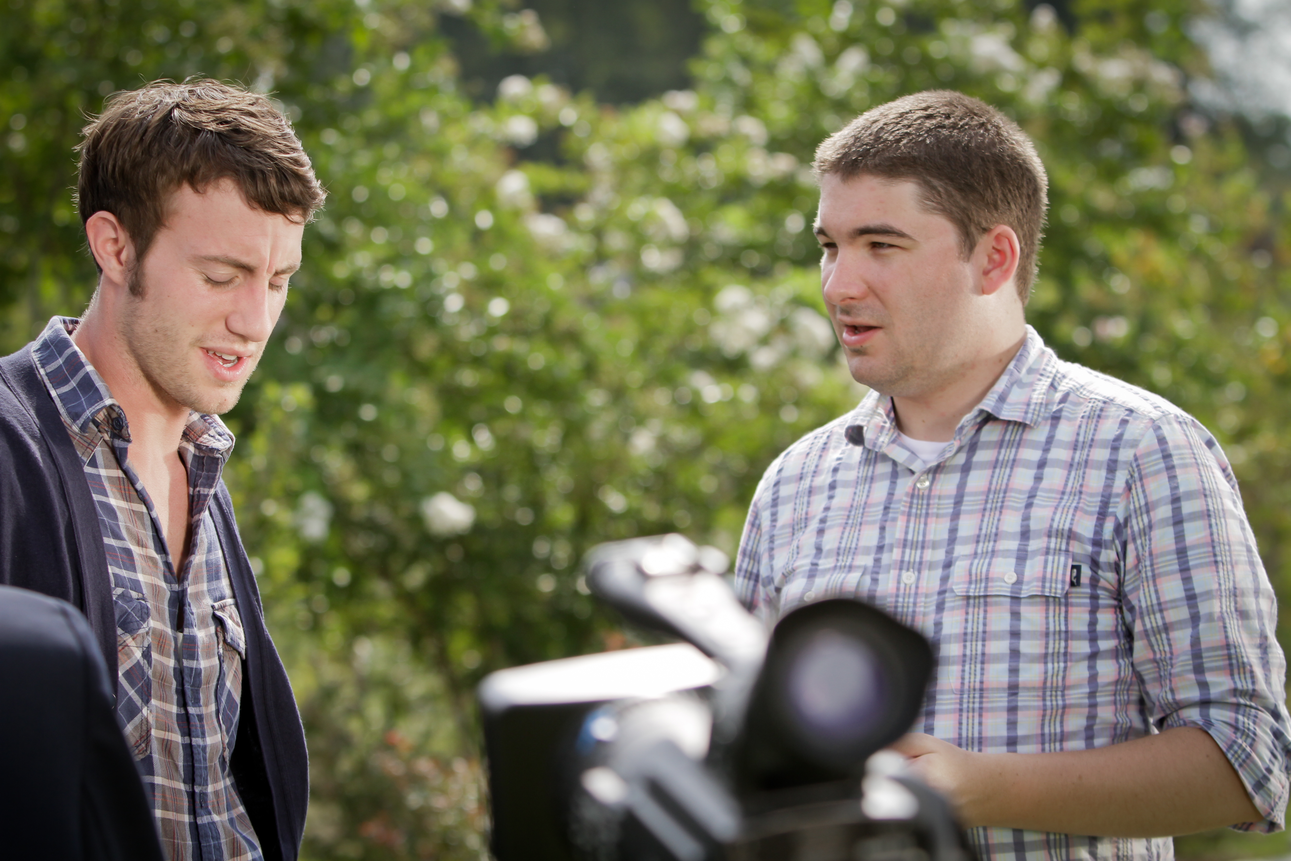 Actor Jason Burkey with Director James Kicklighter on the set of JamesWorks Entertainment's FINAL ACTS.