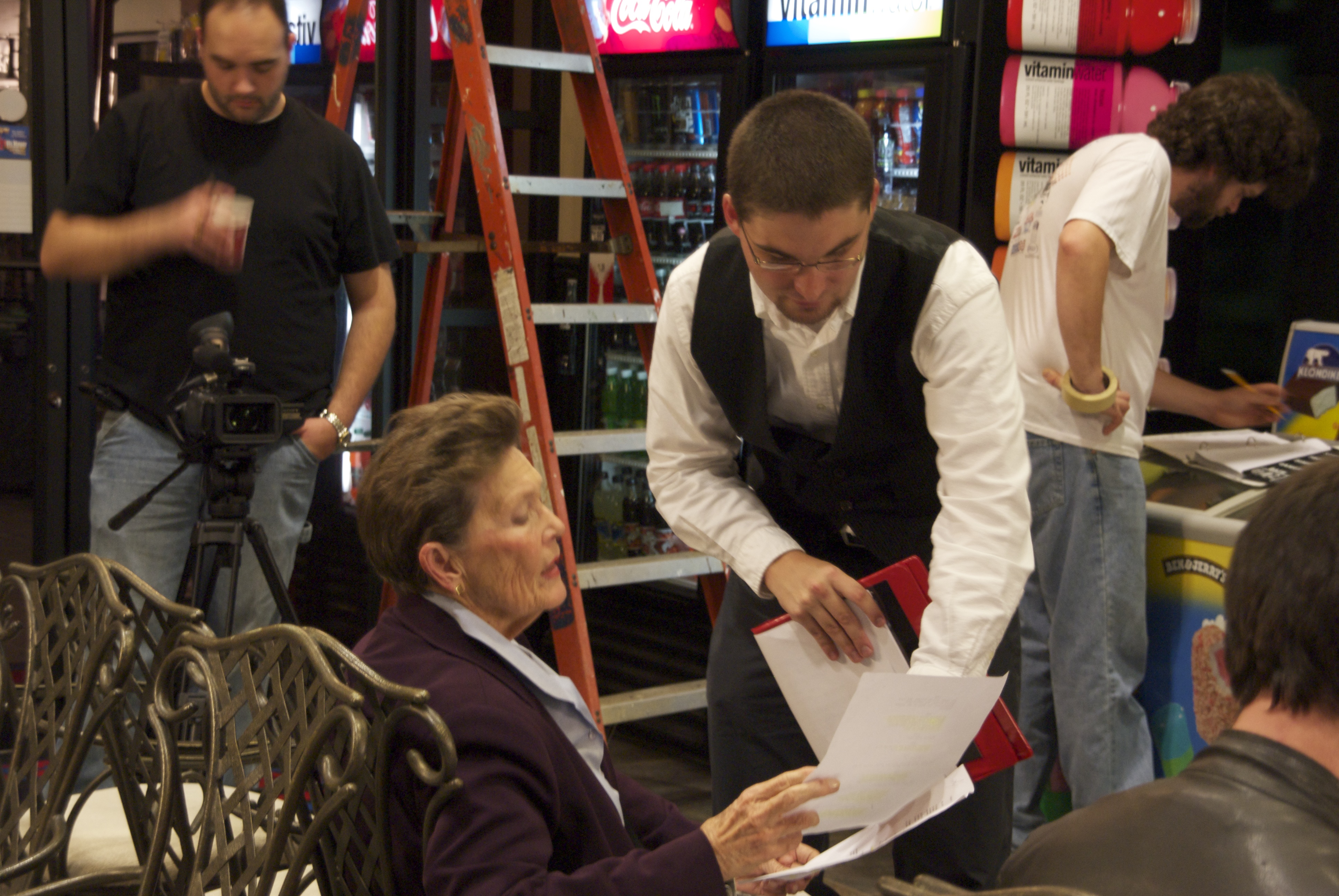 Director James Kicklighter with Actress Edith Ivey on the set of 
