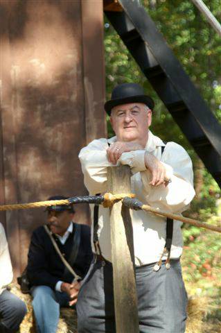 Barry Murphy as Mort Small on the set of One-Eyed Horse.