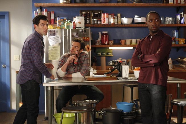 Still of Max Greenfield, Lamorne Morris and Jake Johnson in New Girl (2011)