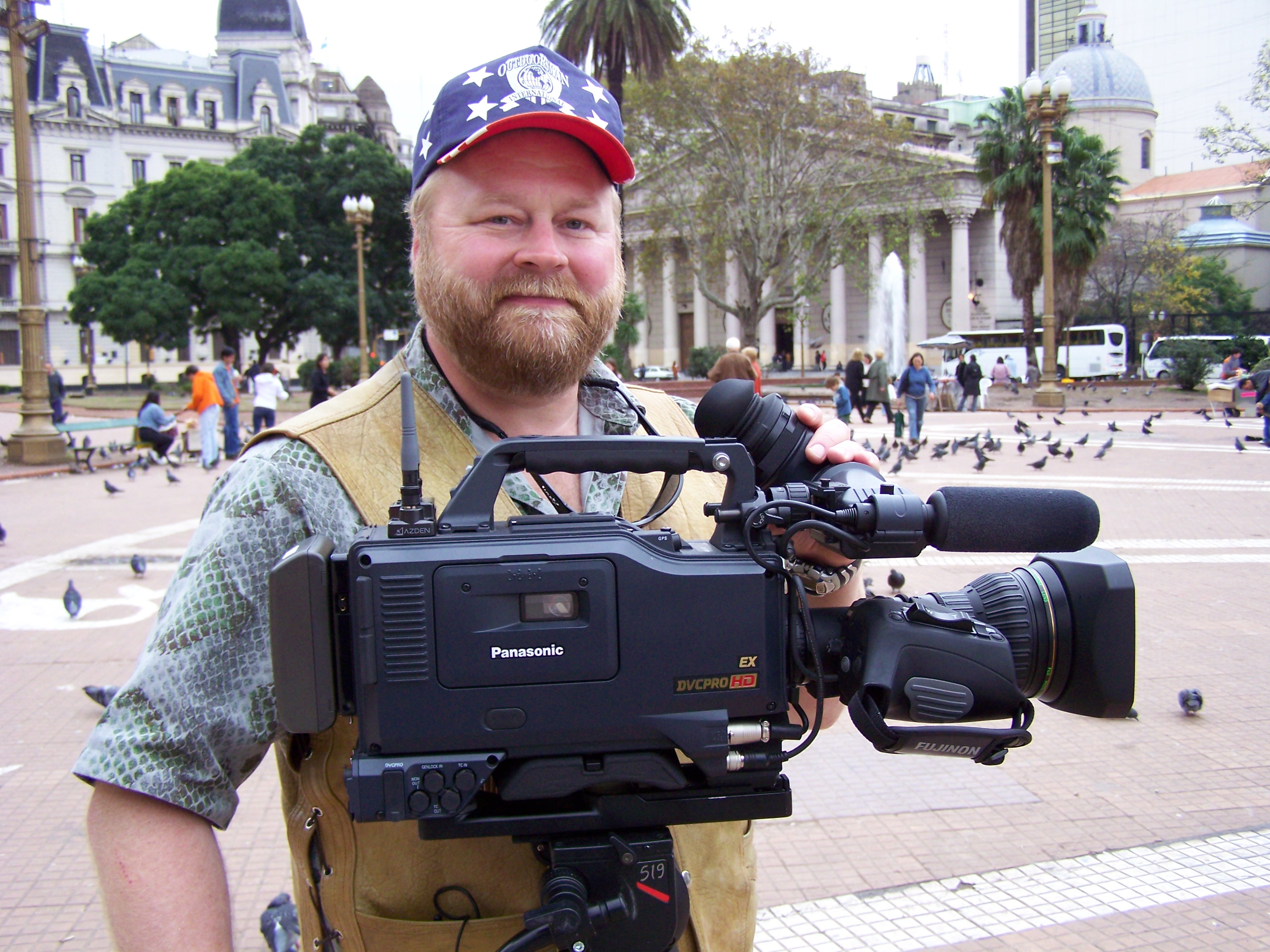 Buck McNeely on location in Buenos Airies Argentina with his Panasonic HD Camera.
