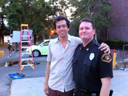 Geoffrey Arend and Jack Moran on the set of Beach Pillows