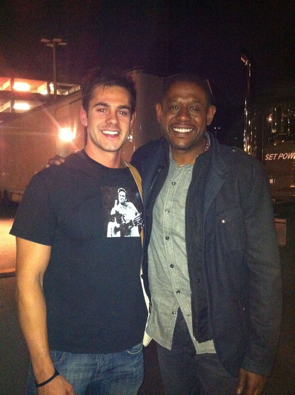 Jayson Blair and Forest Whitaker on the set of Criminal Minds: Suspect Behavior