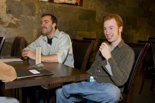 Garrett Quirk and Tim Finnigan on the set of 'Betting the Devil your Head'. 2009.
