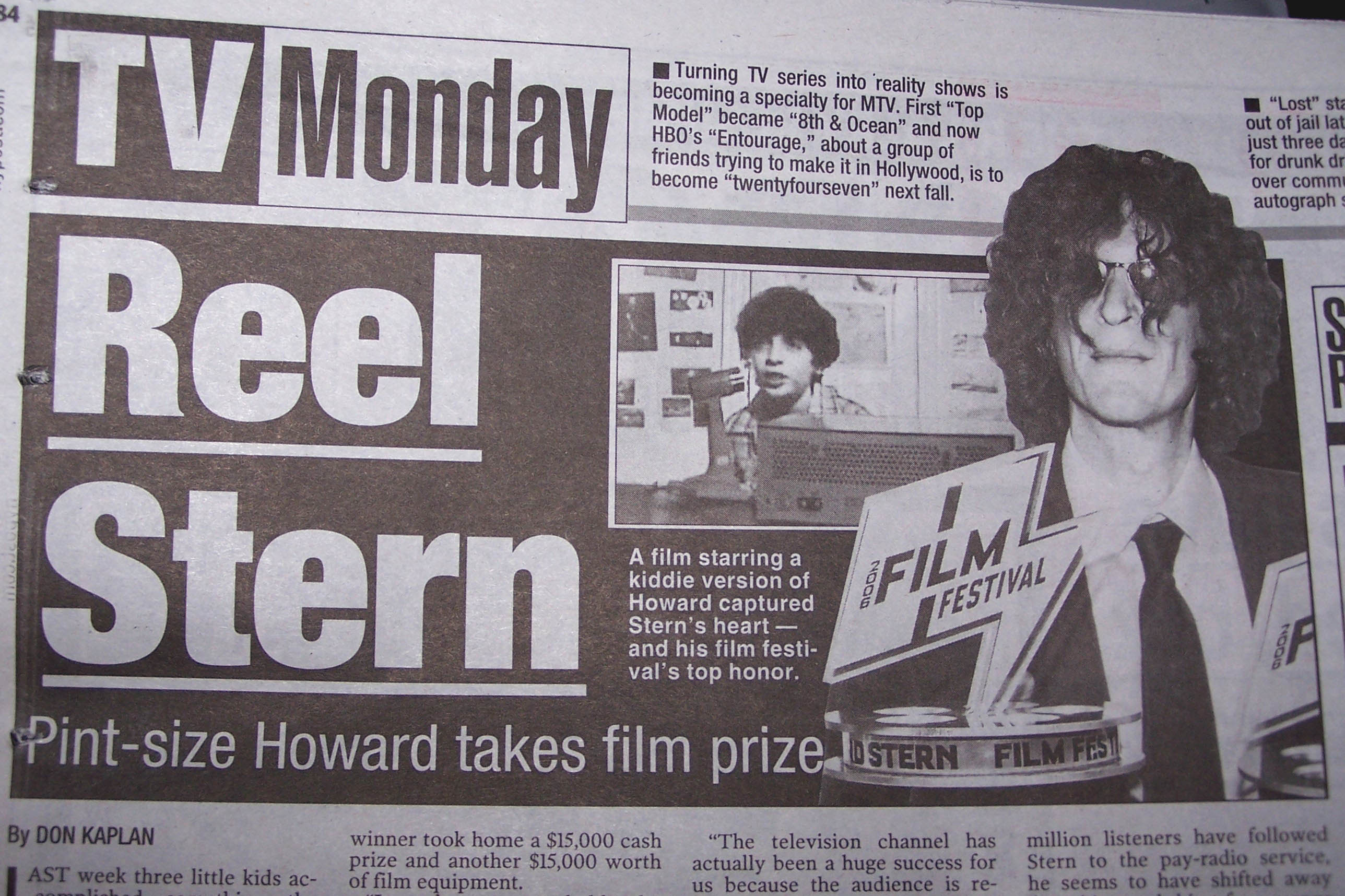 Reel Stern, article in the New York Post, April 2006, reviewing Radio Play, Winner of Howard Stern Film Festival. John Rebello, starring as the young Howard.