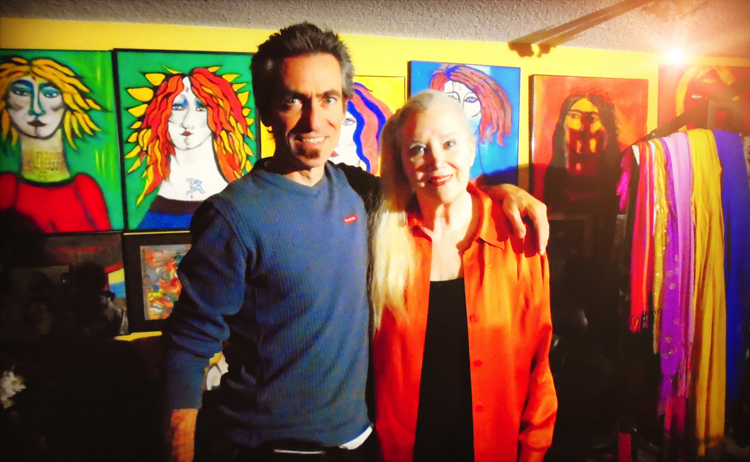 Sally Kirkland and Romeo Carey at her Art Exhibition.