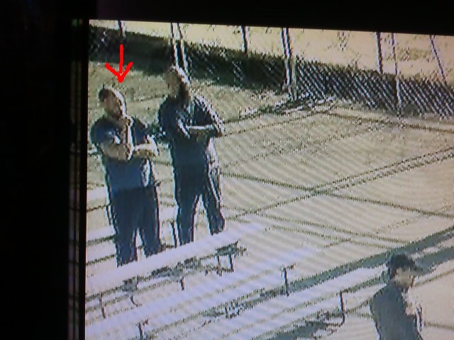 on bleachers as Prisoner in Prison yard scene in From Dusk Till Dawn tv series
