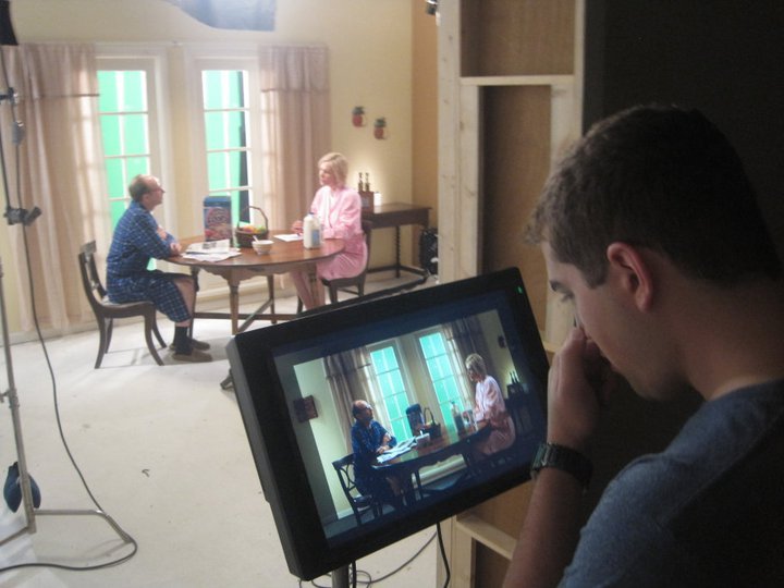 Joseph Buttler, Mary Mackey, and Matthew B. Wolff on the set of 