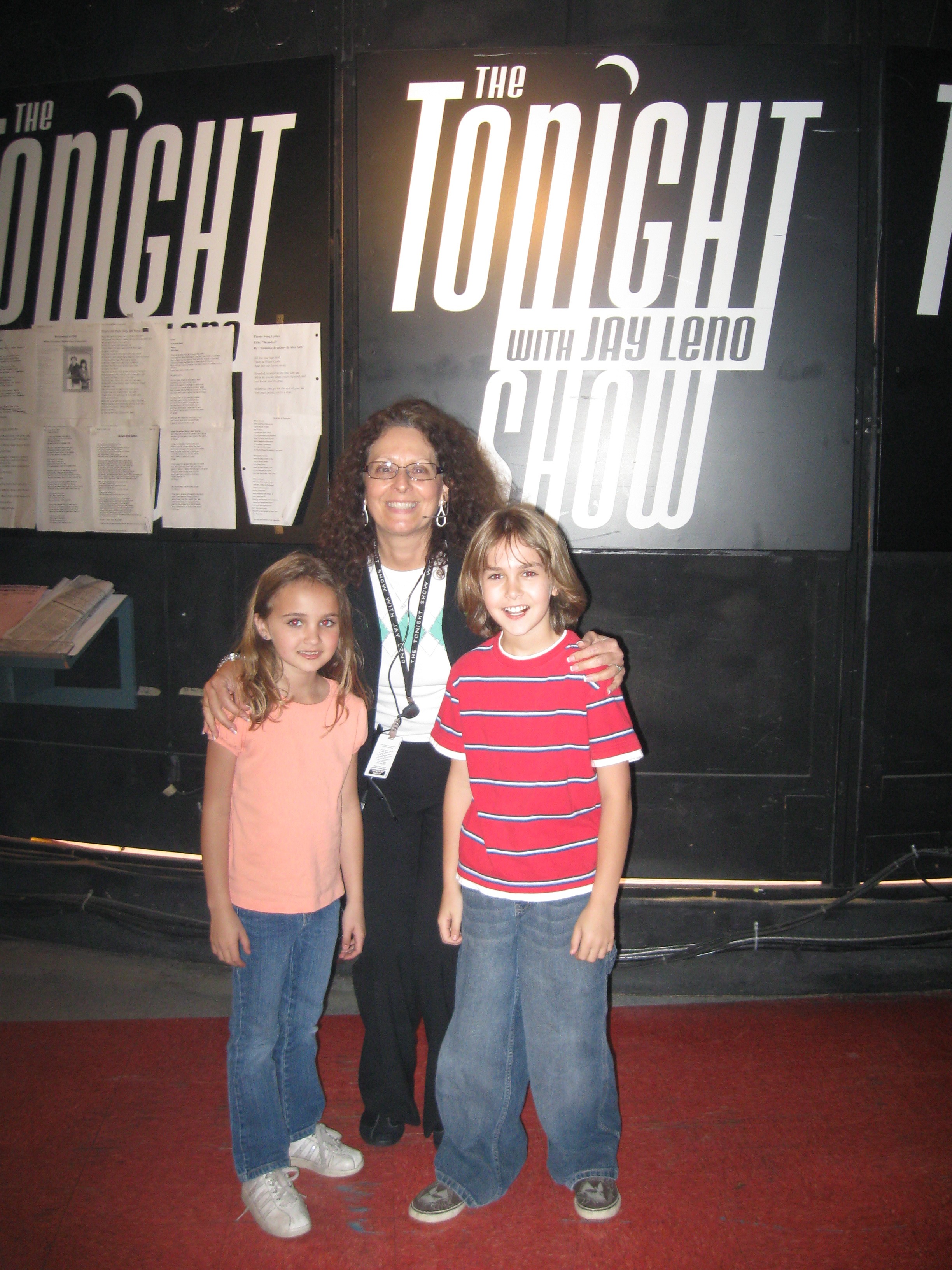 Michael and Jamie Ormsby with Roberta, the stage manager of The Tonight Show with Jay Leno